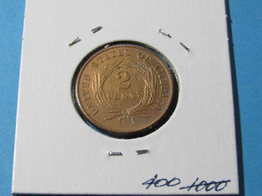 1866-P Two Cent Piece 2C Broadstrike Error - Uncirculated+