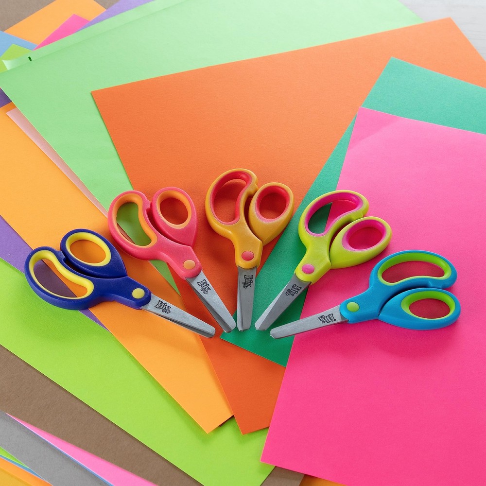 Kid's Scissors Class Value Pack (25pc) - 5" Soft Grip Blunt Tip Safety Easy C...