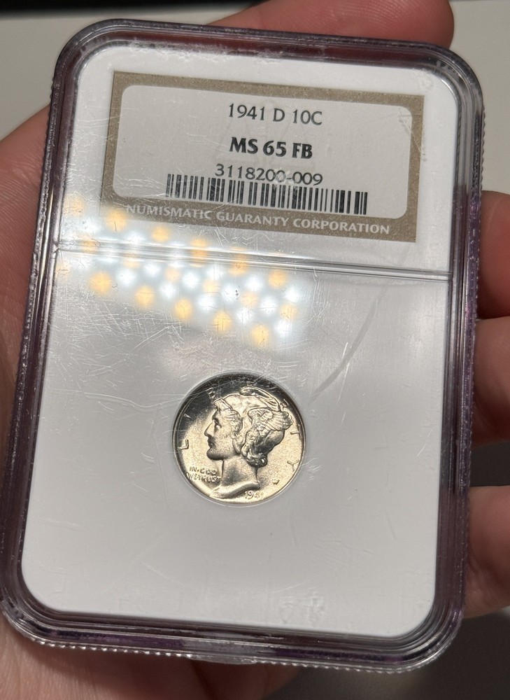 1941-D  Mercury Dime NGC MS65FB Blast White Gem BU
