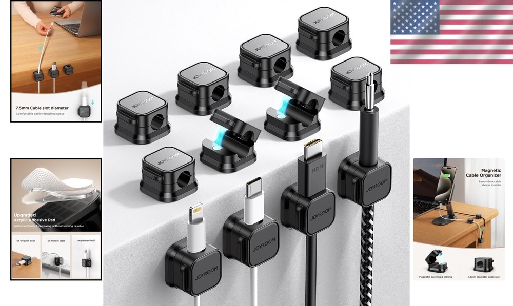 Magnetic Wire Management Holder - Desktop Cable Organizer