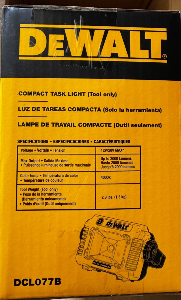 DEWALT DCL077B 12V/20V MAX Compact Task Light (Tool Only) NEW