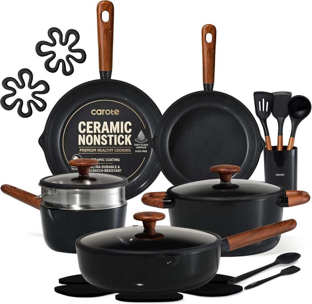 21Pcs Cookware Set Nonstick Pots and Pans Set, Ceramic Cookware Set Induction Co