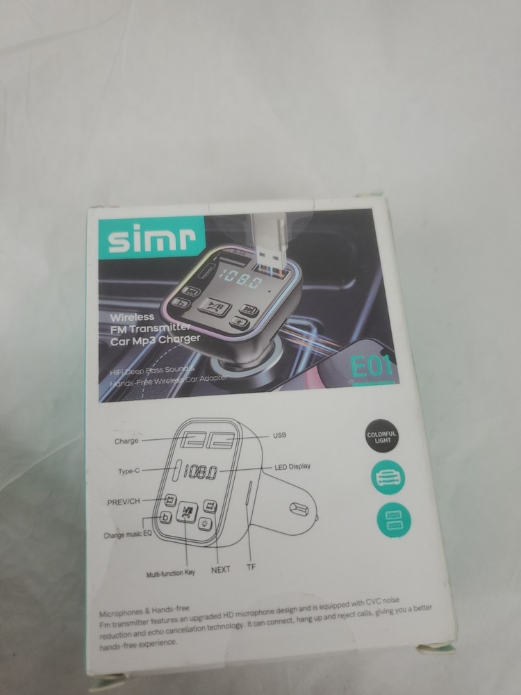 Hands free FM transmitter Bluetooth with USB and type C fast charger, USB and...