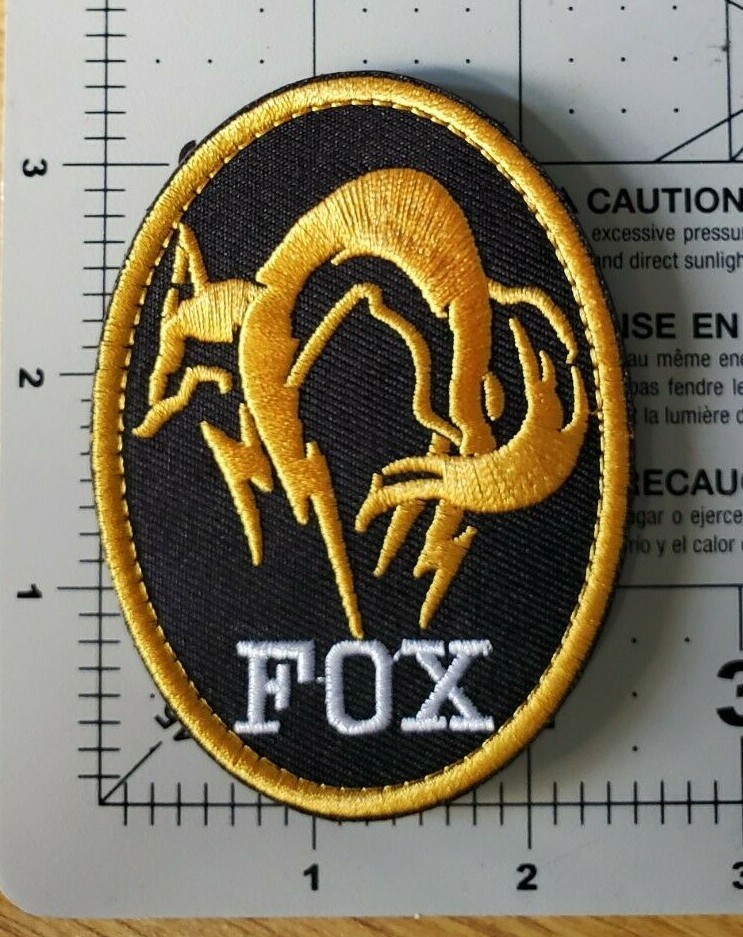 Metal Gear Fox Embroidered Orange patch w/ hook & loop