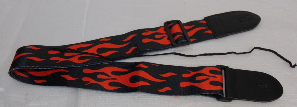 Checker Board Flames Electric Guitar Strap 2" Wide Pattern Adjustable Nylon Lot