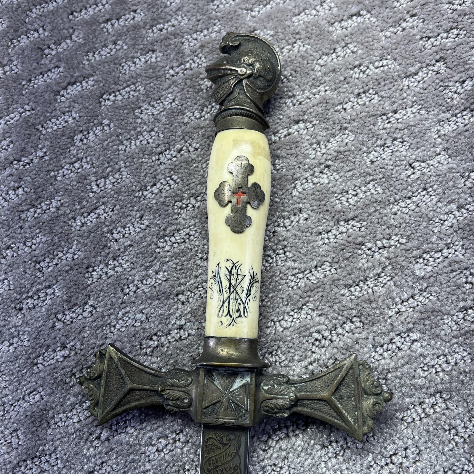 Vintage J.H. Wilson Knights Templar Ceremonial Sword Smallsword Bone Handle USA