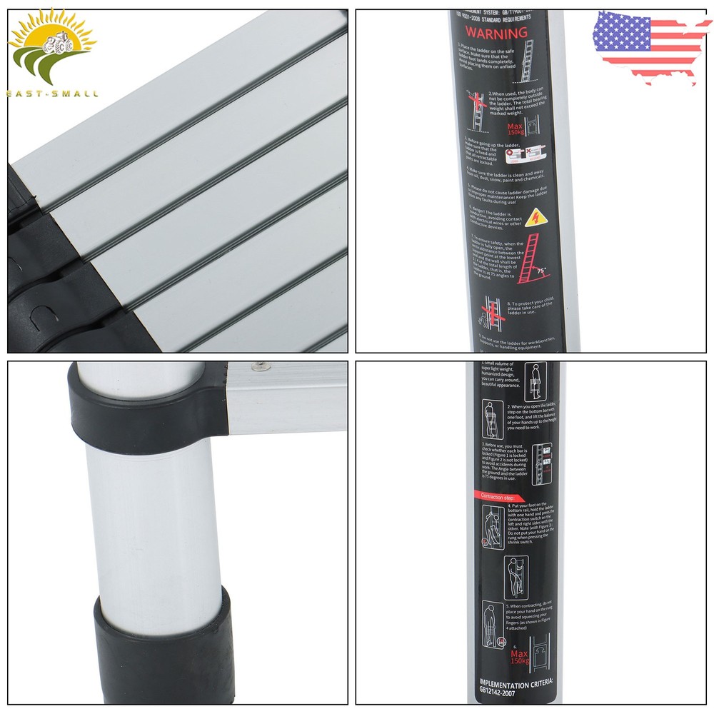 8.5 FT Multi Purpose Telescopic Ladder Folding Extension Step Ladders 330lbs