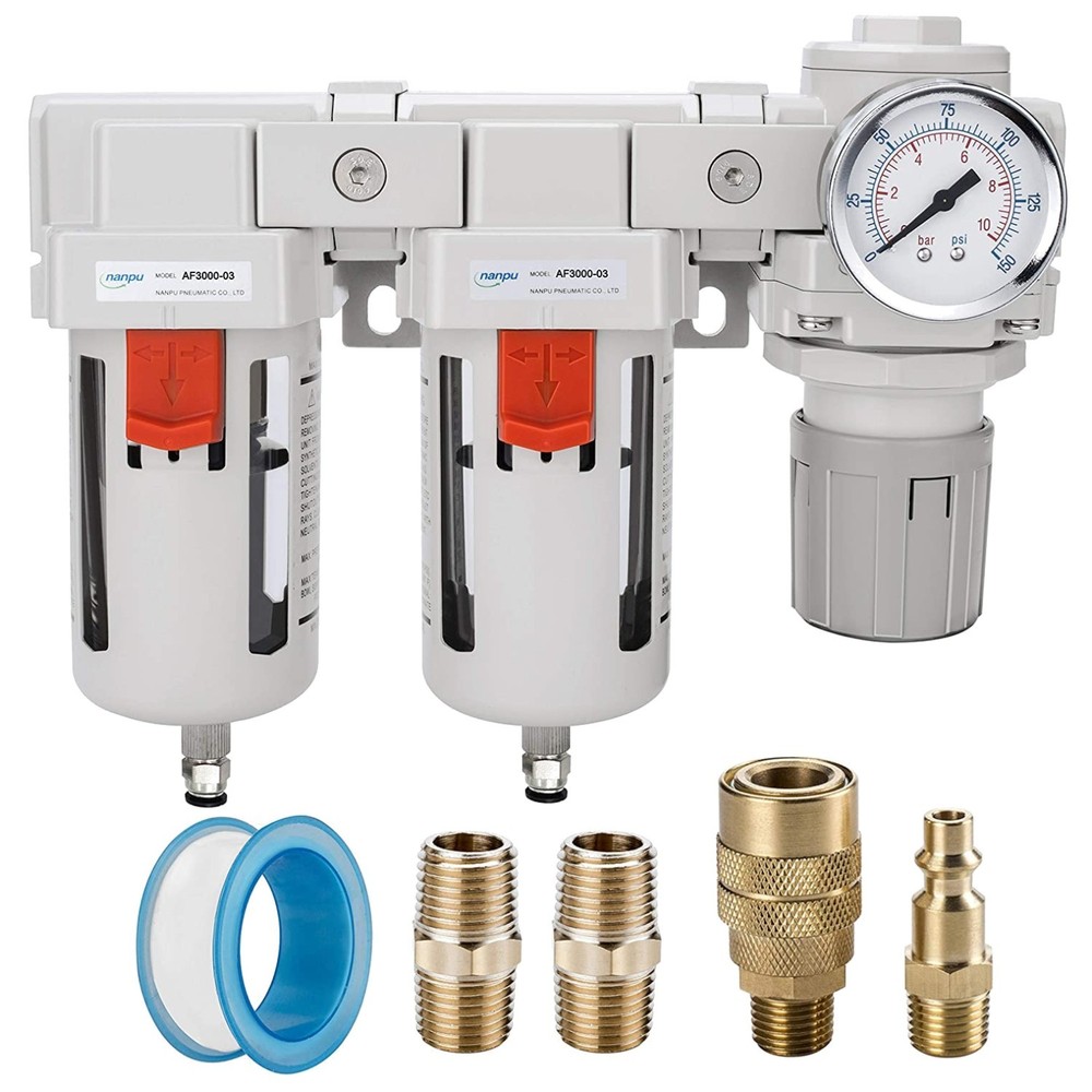 Metal Coupler Air Drying System - Double Filters, Regulator
