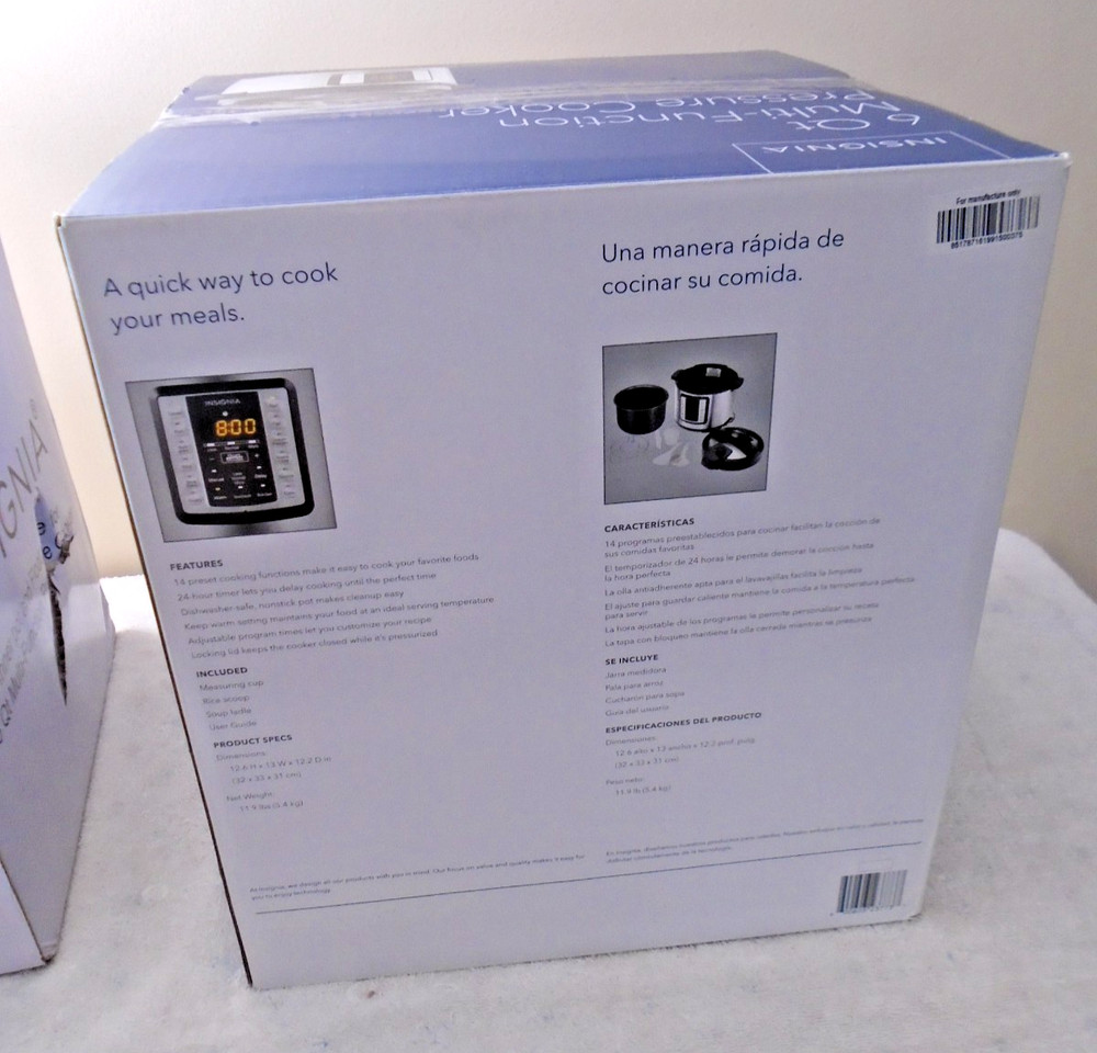 INSIGNIA 6 Ot Multi-Function Pressure Cooker- NEW with RECALL DONE