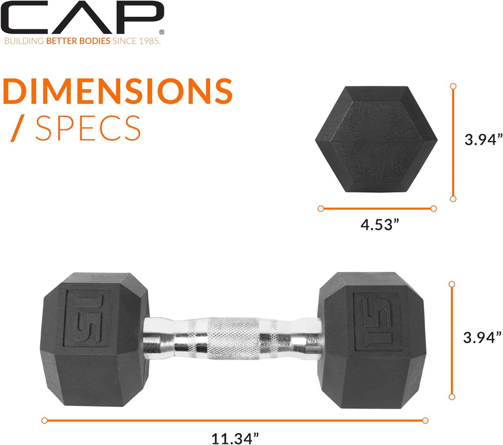 Coated Hex Dumbbell Weight - Single | 10-120 Lbs | Multiple Options