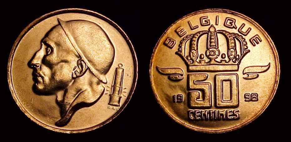 BELGIUM 1998 50 Centimes Gem BU