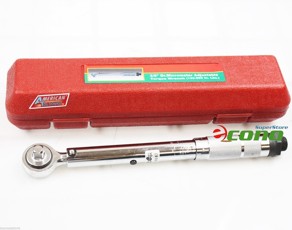 3/8" Dr. Micrometer Adjustable Ratchet Torque Wrench 10-80Ft/Lb Micro Meter
