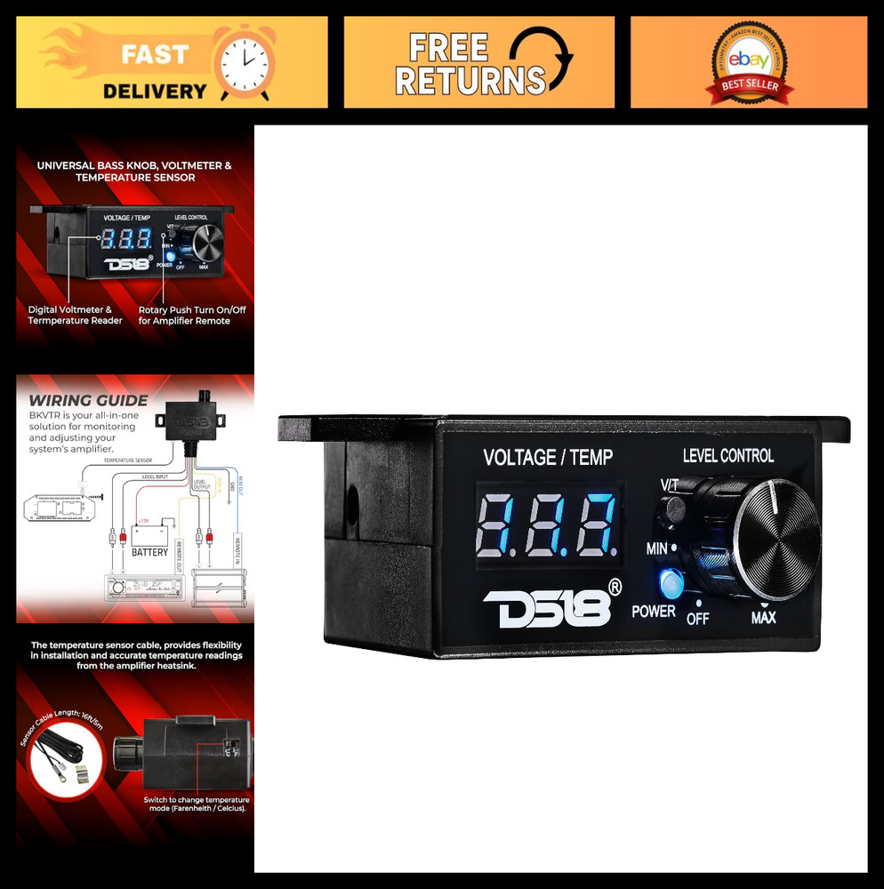 Universal Bass Knob with Volt Meter & Temp Display, Remote Amp Trigger, Digital
