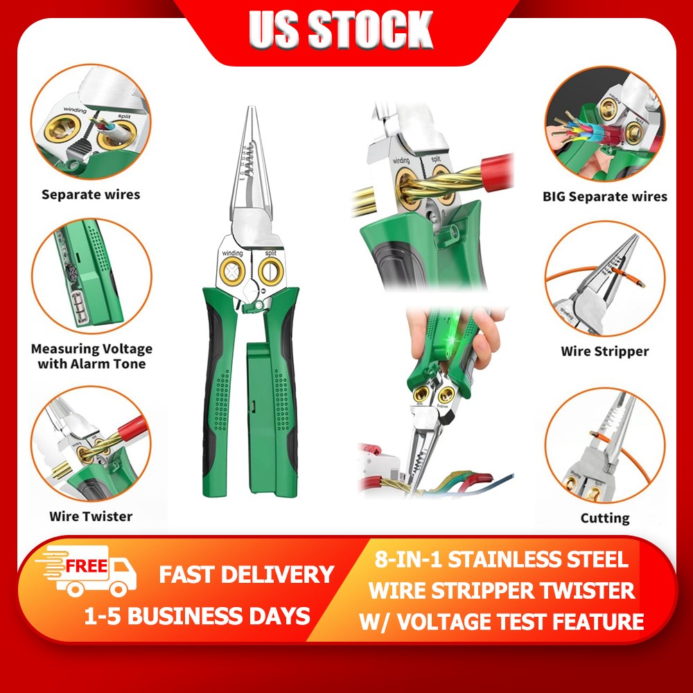 8 In 1 Wire Stripper Twister for Cutting and Pulling Wires, Cable Scissors