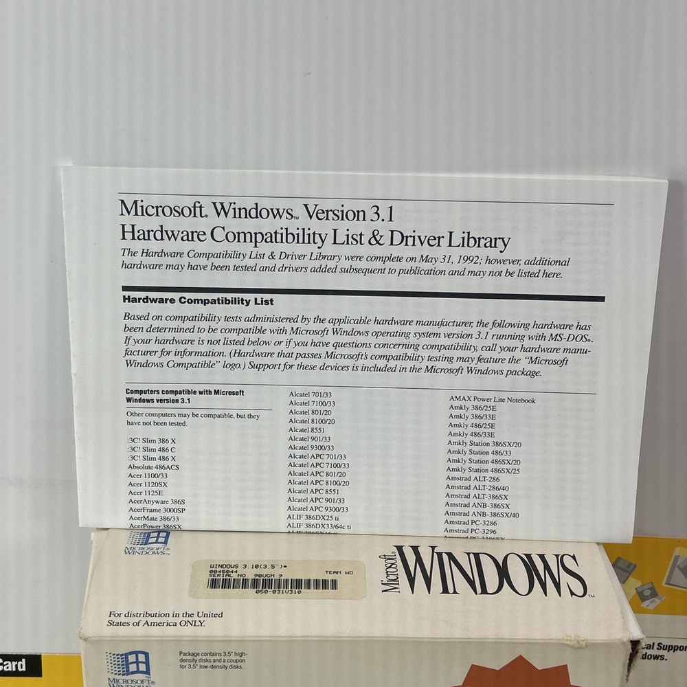 Microsoft Windows 3.1 Operating System Vintage PC Software Complete 6 Disk Set