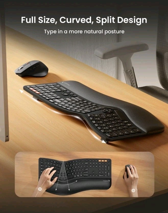 ProtoArc EKM01 Plus Ergonomic Wireless Keyboard & Mouse Combo