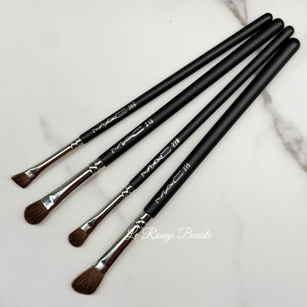 Mac 4Pcs Eyeshadow Brush Bundle Set - Full Size Old Version ALL Natural Hair