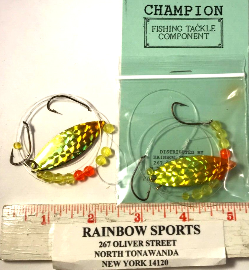 2 RS CHAMPION WORM HARNESS #4 WILLOW LEAF  Foil MONKEY PUKE  1 BLADE