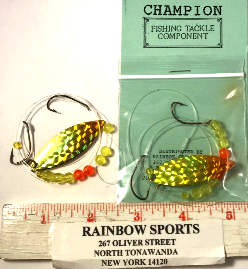 2 RS CHAMPION WORM HARNESS #4 WILLOW LEAF Foil MONKEY PUKE 1 BLADE