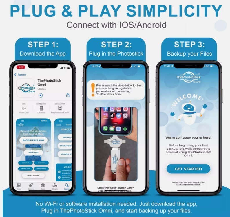 ThePhotoStick Omni 256GB For All Devices, PCs, Laptops, Cell Phones & Tablets