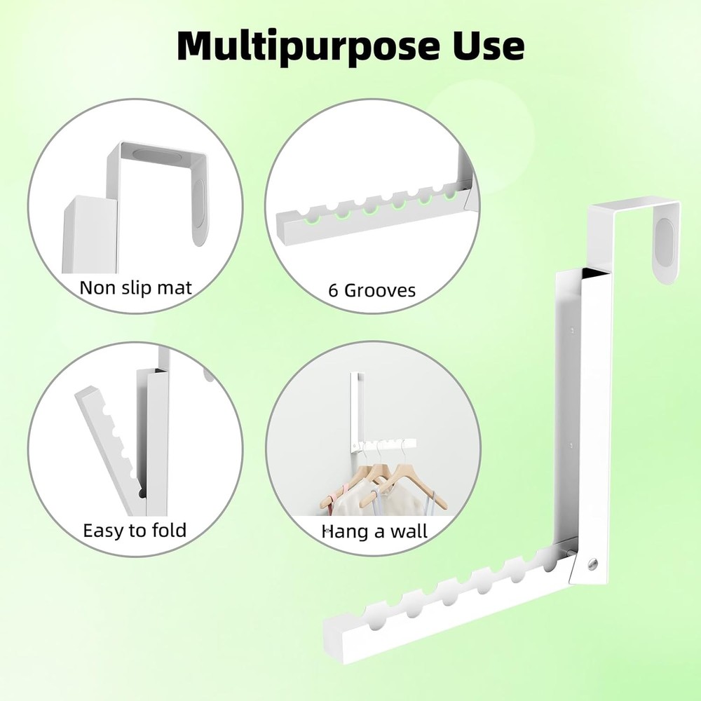 Folding clothes rack with hooks for hanging behind doors, twin pack