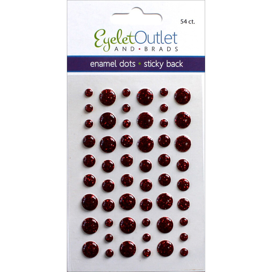 Eyelet Outlet EN54-E18E Adhesive-Back Enamel Dots 54/Pkg-Glitter Red