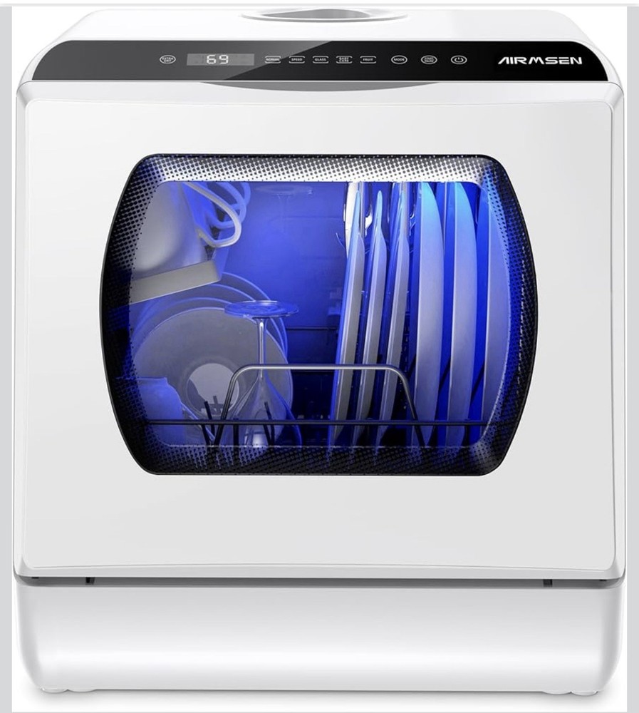 AIRMSEN Portable Countertop Dishwashers, 5 Washing Programs Mini Dishwashers