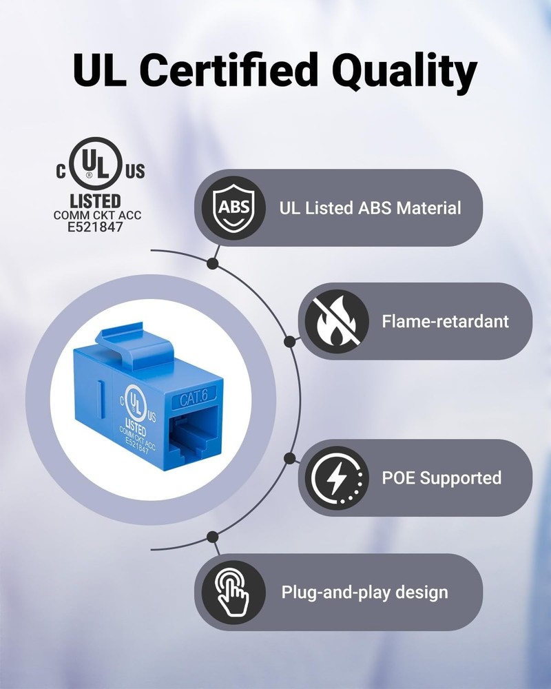 Blue 25-Pack Ethernet Couplers for Customizable Network Setups