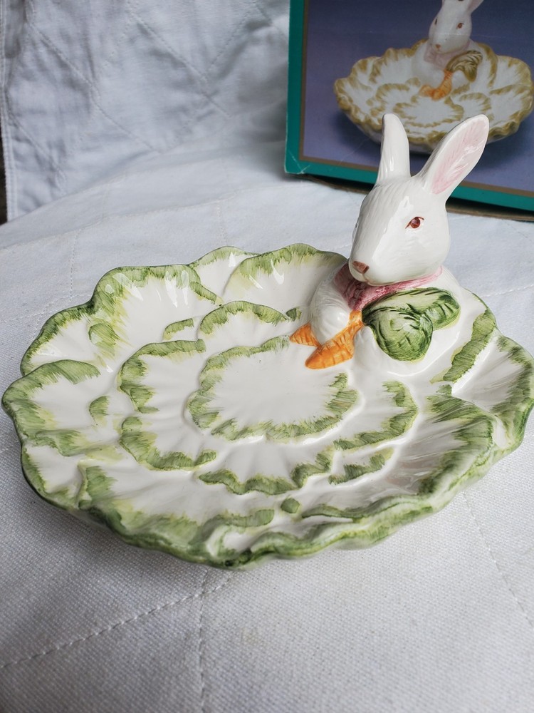 World Bazaars Hand Painted Ceramic Candy Dish With Bunny