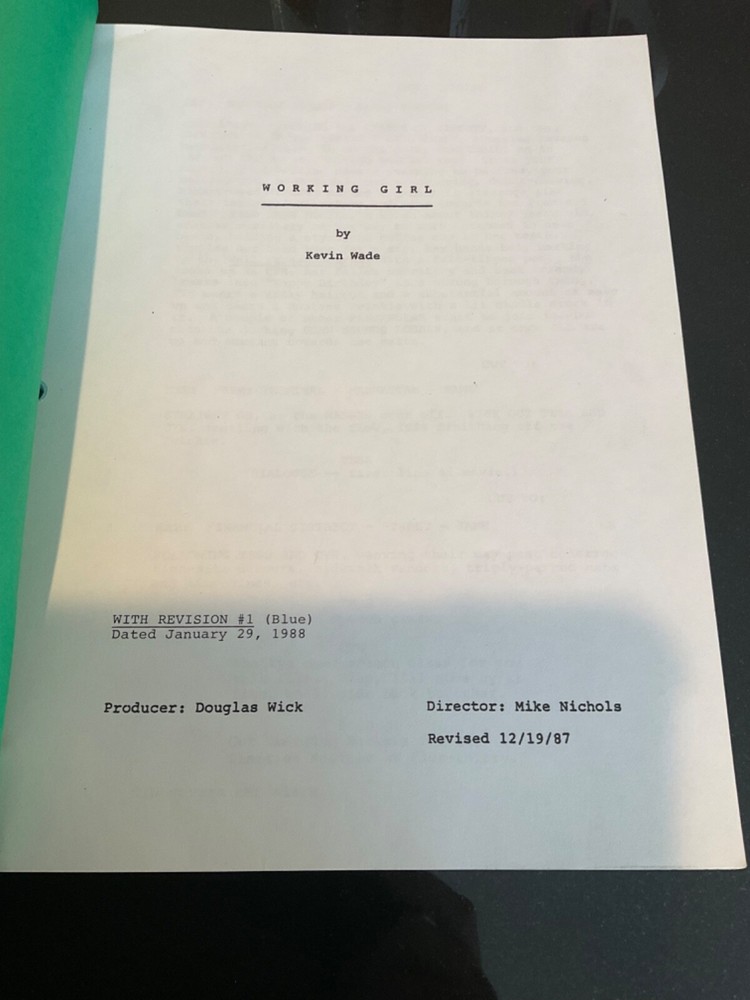Original WORKING GIRL script - HARRISON FORD - MELANIE GRIFFITH