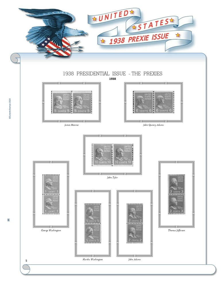 1938 U.S. Prexie Issue Supplement (White Ace Alternative)