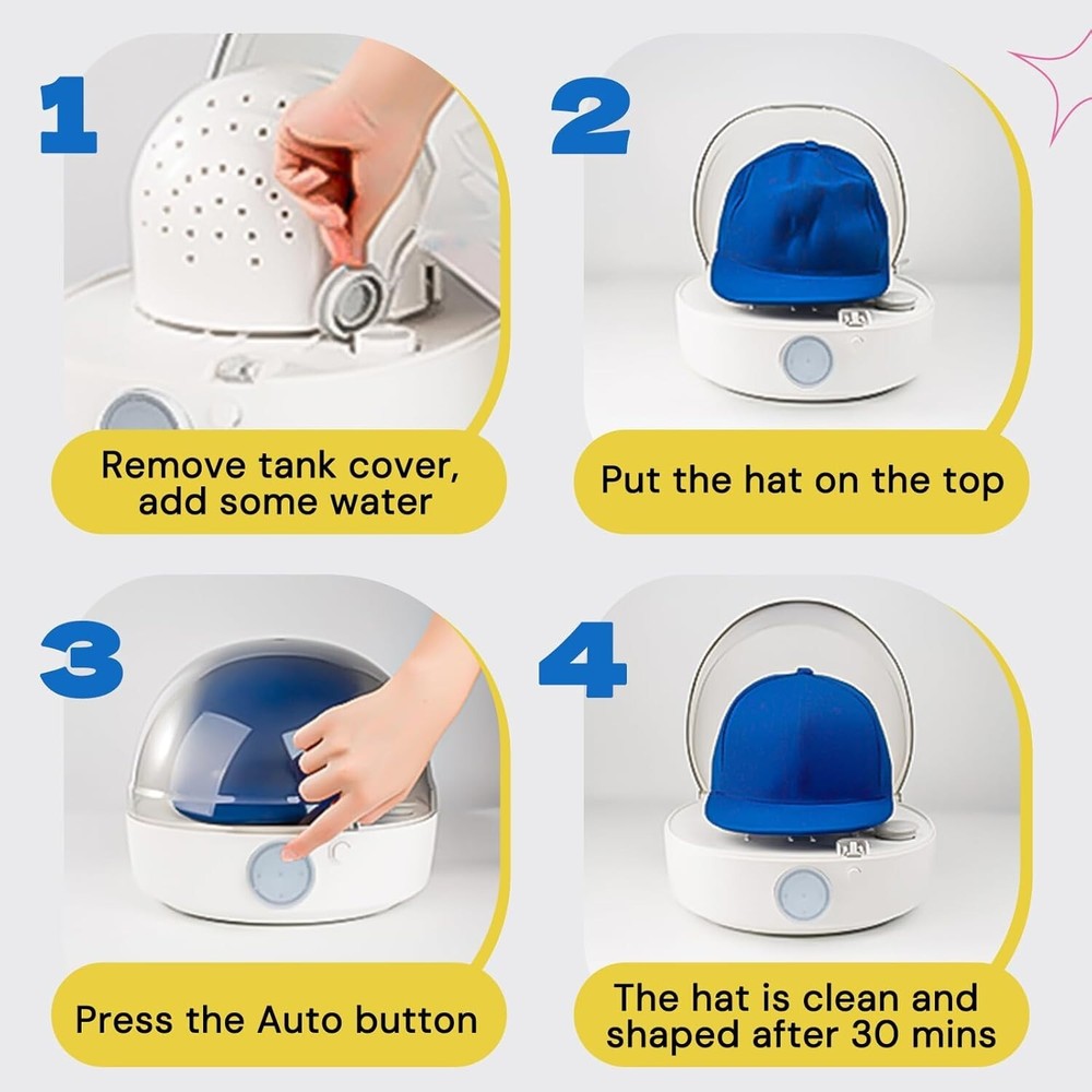 Effortless Hat Cleaning & Drying Machine with Adjustable Fit Technology