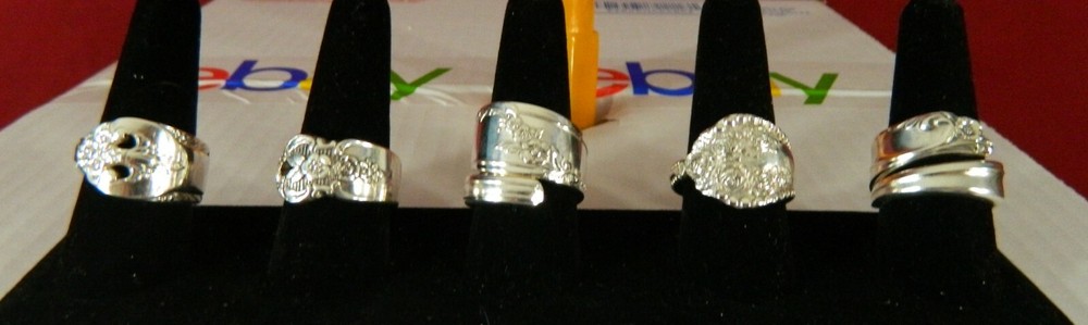 5 Silver Plated Spoon Rings Size 10