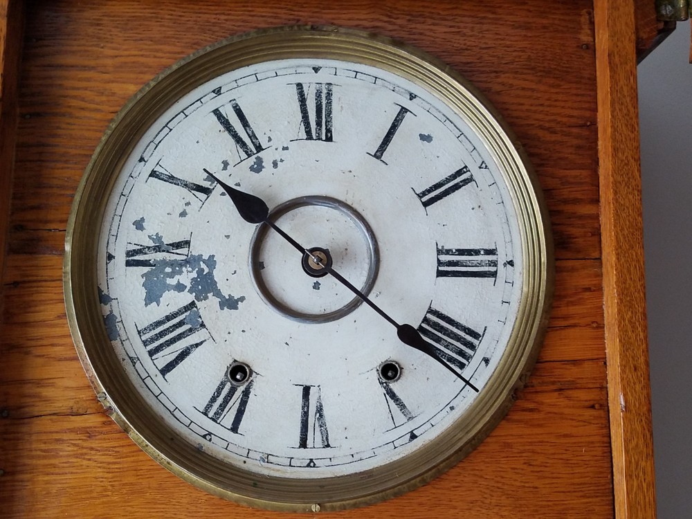 Antique New Haven Regulator Wall Clock Large 8-Day, Time/Strike, Key-wind