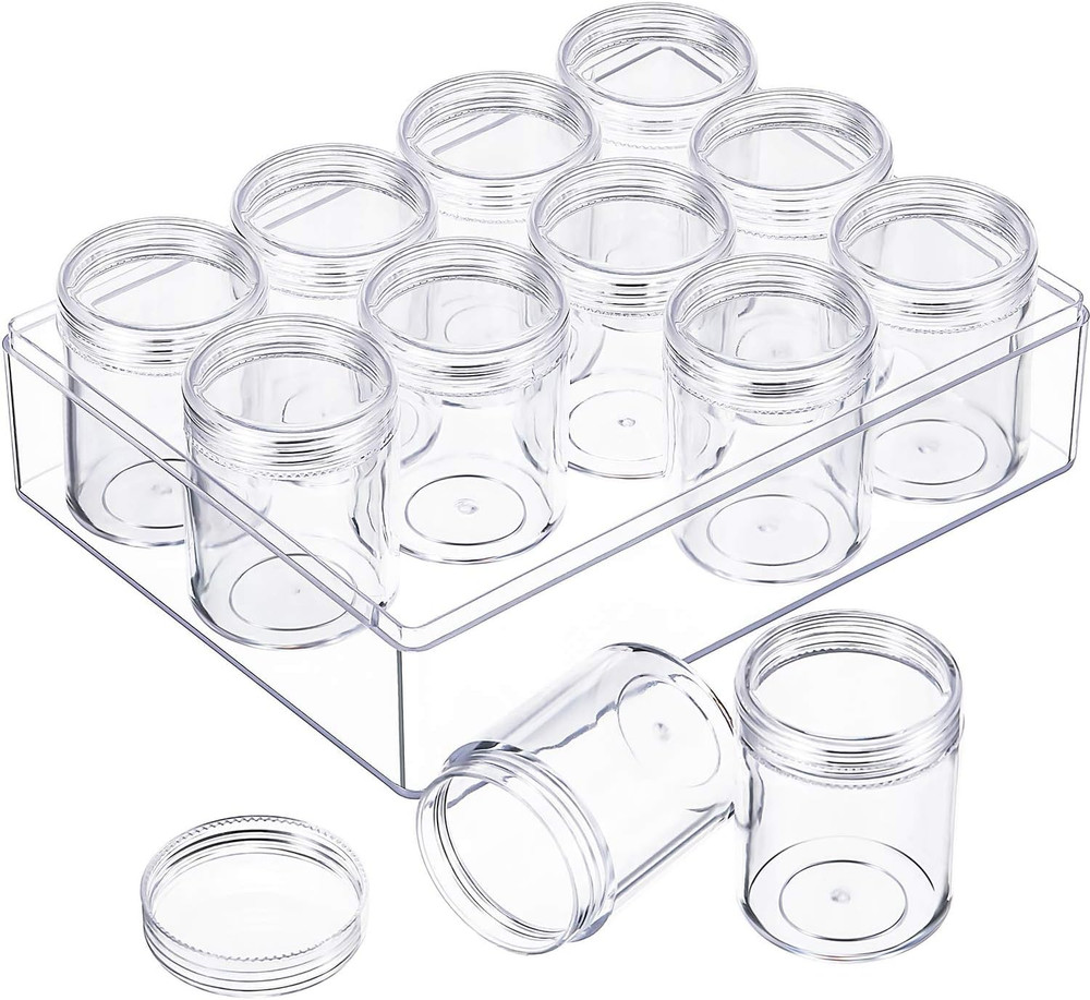 Clear Bead Organizer Small Bead Storage Containers Set 12 Pieces Plastic Storage