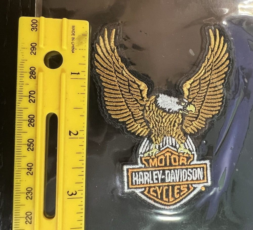 Harley-Davidson Eagle Bar & Shield Patch Gold Up Wings 3.25" NIP
