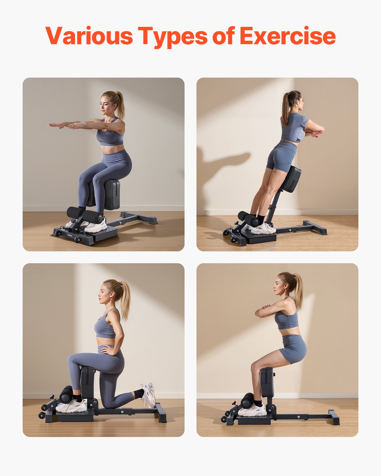 VEVOR Sissy Squat Machine Easy Setup & Foldable Glutes Workout Exercise Machine