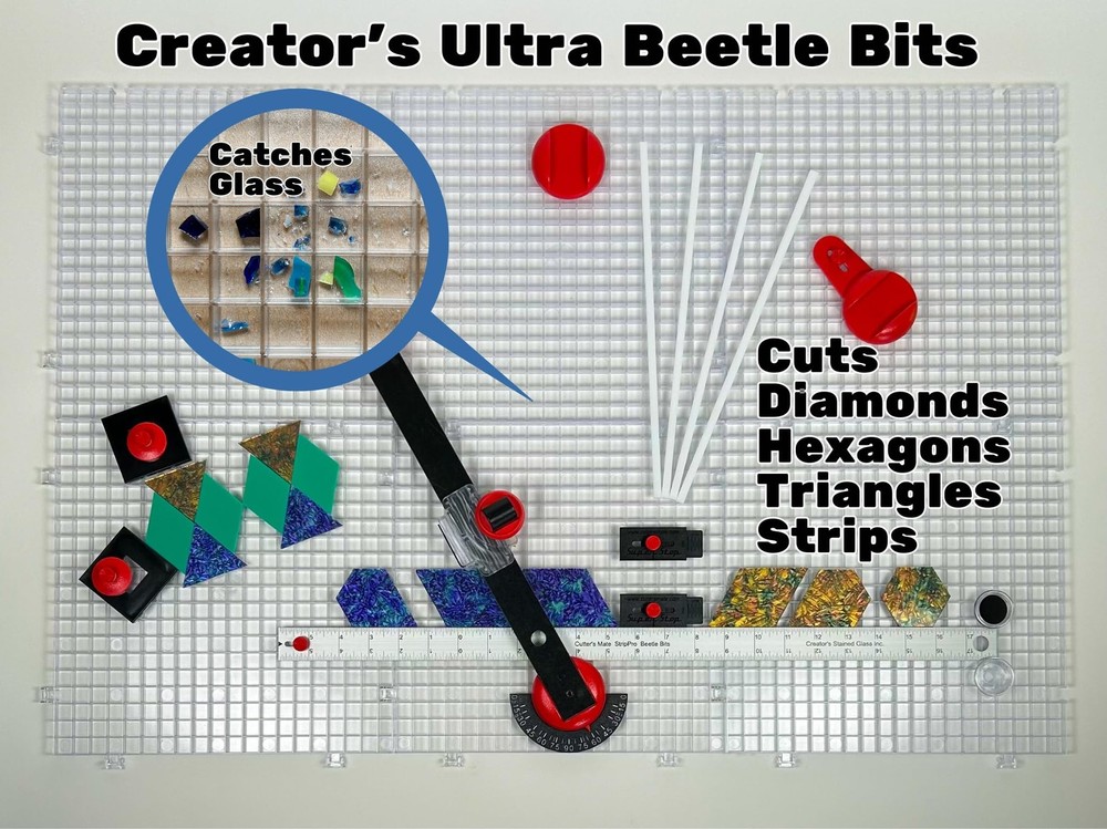 Ultra Beetle Bits Everything Glass Cutting System - Complete with 6-Pack Waff...