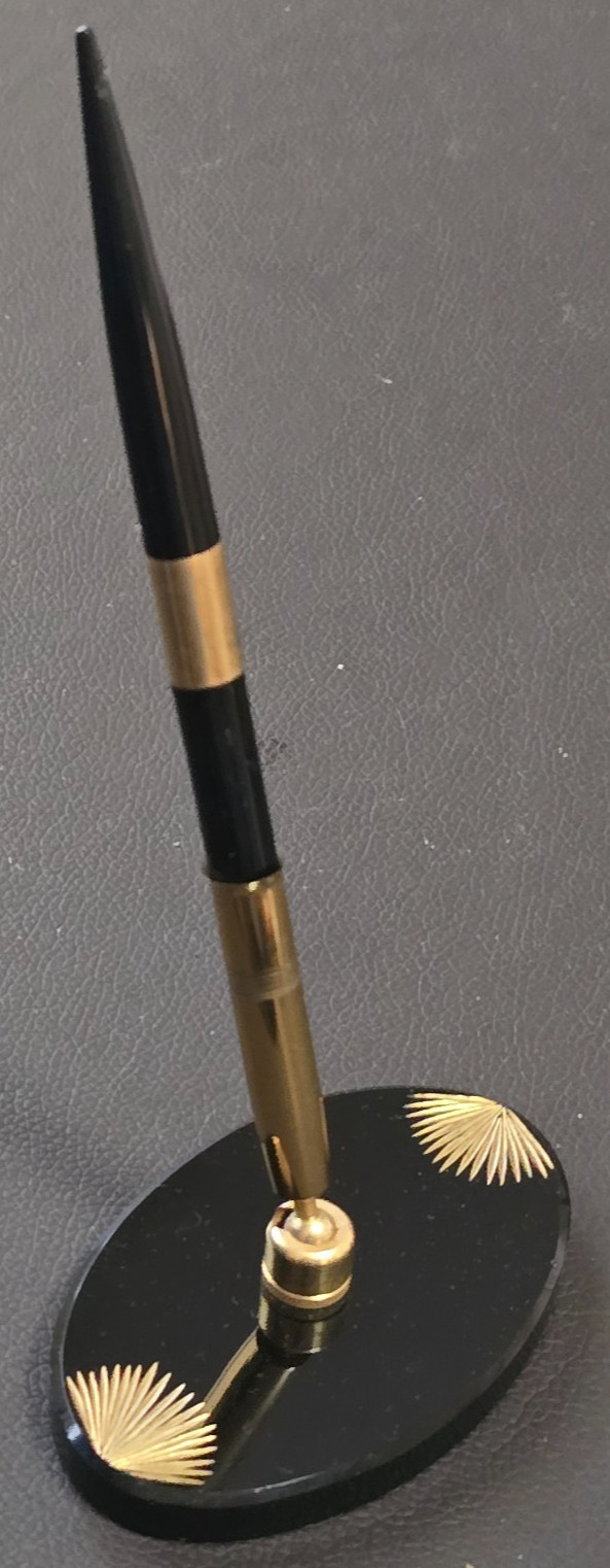 Antique Art Deco Desk Set, Calligraphy Set, Gold Sunburst Details, Stunning!