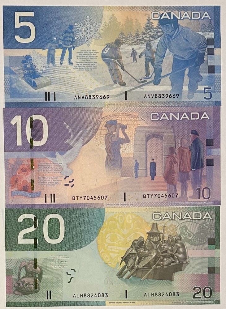 Canada Dollar Set - 5, 10, 20 (UNC)