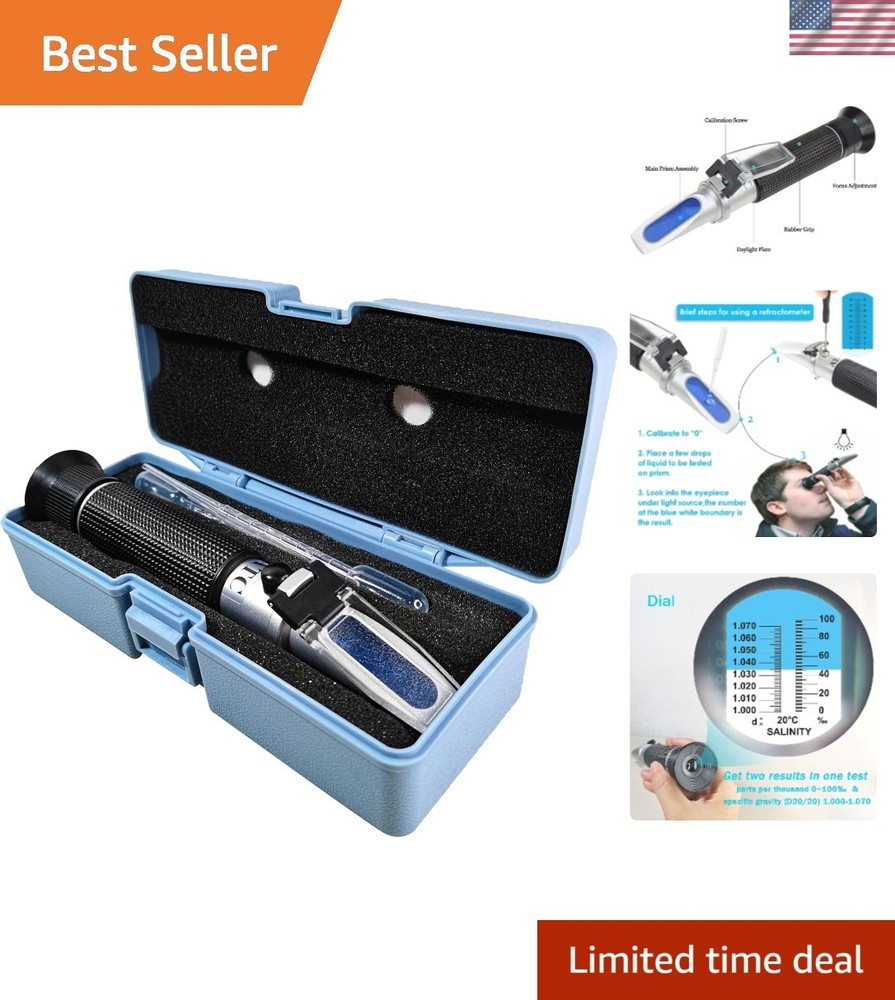 Marine Fishkeeping Essential: Salinity Refractometer 0-100 PPT with Hard Case