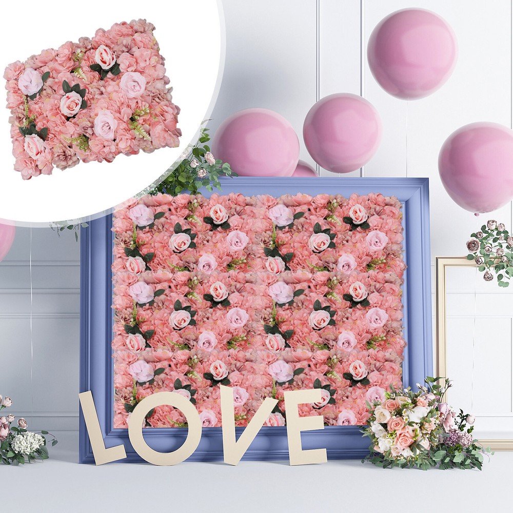12 Pcs Flower Wall Panel Artificial Rose Flower Wall Panel Wedding Background