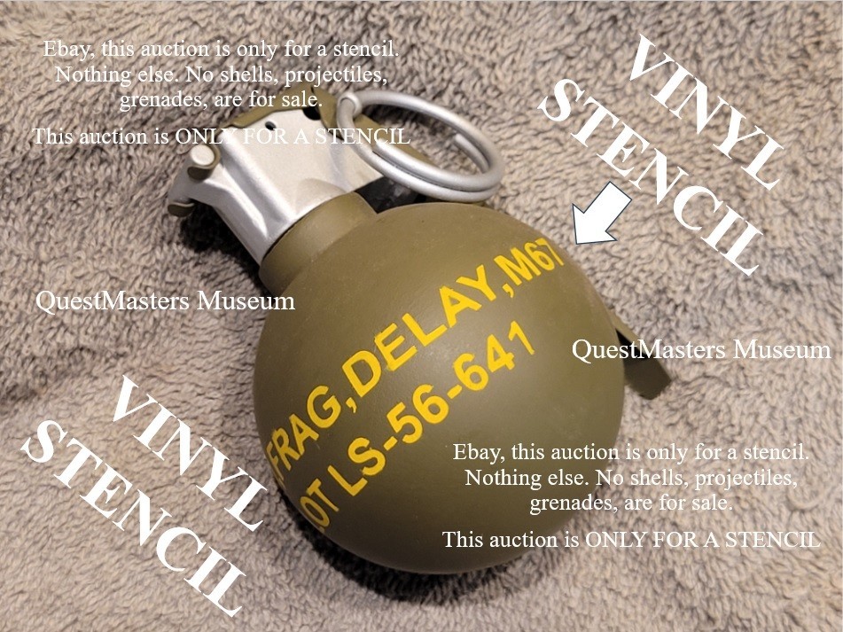 U.S. Vietnam Era M67 Fragmentation Grenade VINYL STENCIL, Stencil 052