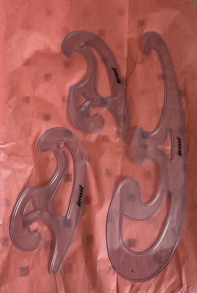 Drafting Drawing Templates 3 Pc with case vintage