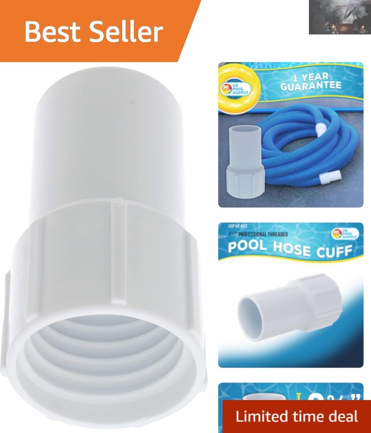 1-1/2" Pool Hose Cuff - Secure Threaded ABS Plastic Replacement for Vacuums