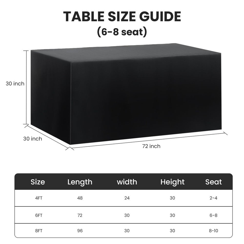 2 Pack Fitted Tablecloth 6FT Rectangular 72x30 Black Table Cover