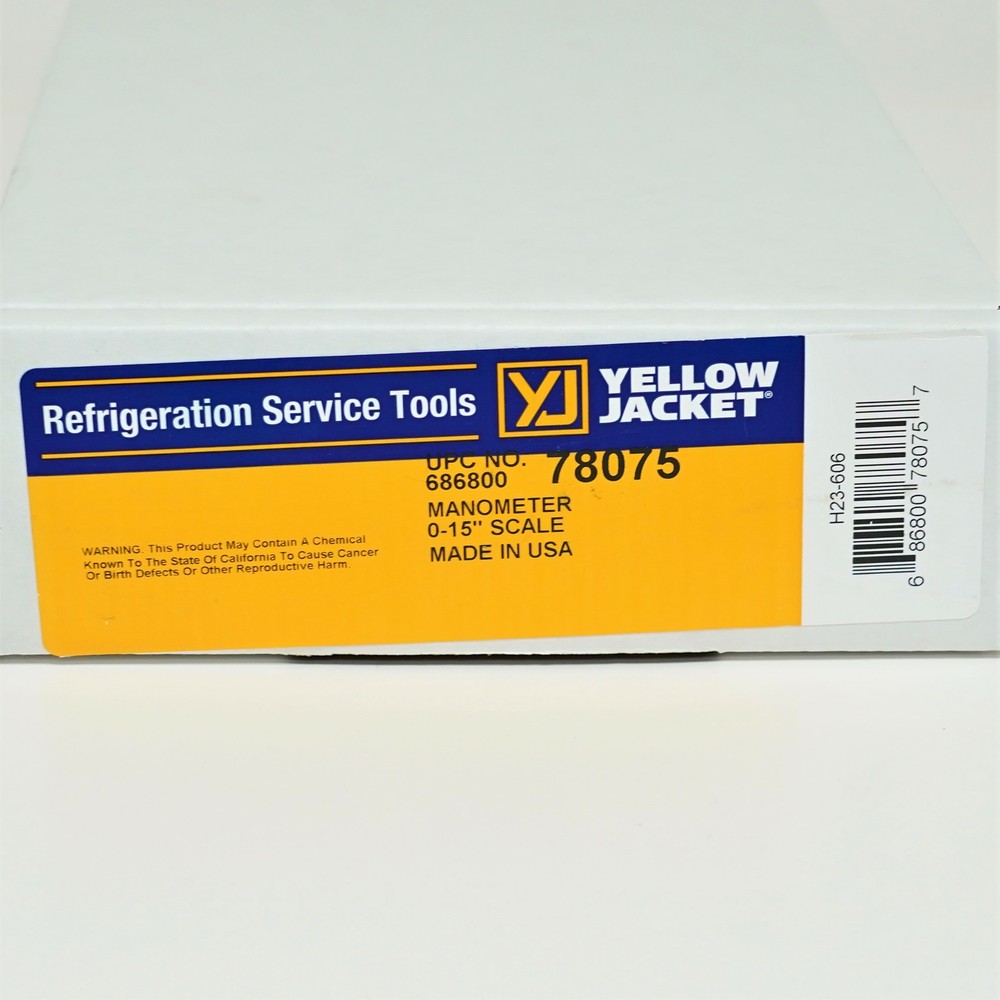 Yellow Jacket 78075 Water-Type Manometer -2" - 15" Scale