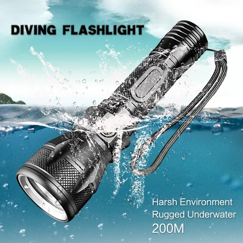 High Brightness LED Scuba Diving Flashlight Underwater Waterproof Dive Light US
