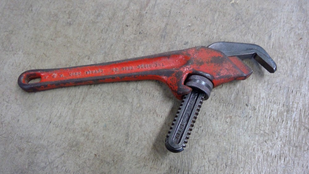 Ridgid Offset Hex Nut Pipe Wrench Smooth Jaw E-110 Made in Elyria OH USA EUC