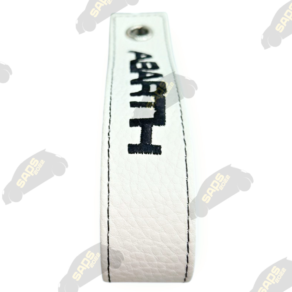 Abarth White / Black Stitch Leather Interior Boot Pull Strap Handle Fiat 500